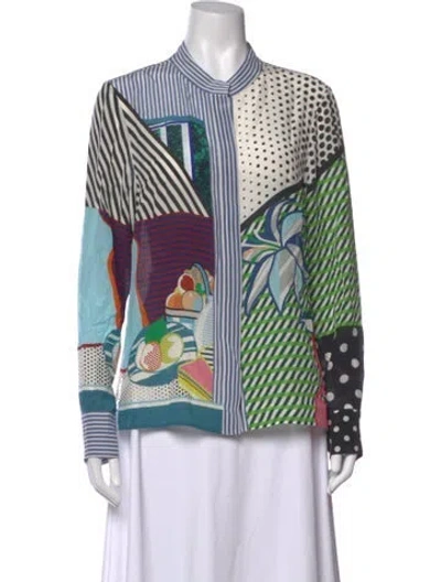 Pre-owned Mary Katrantzou Silk Printed Top In Blue