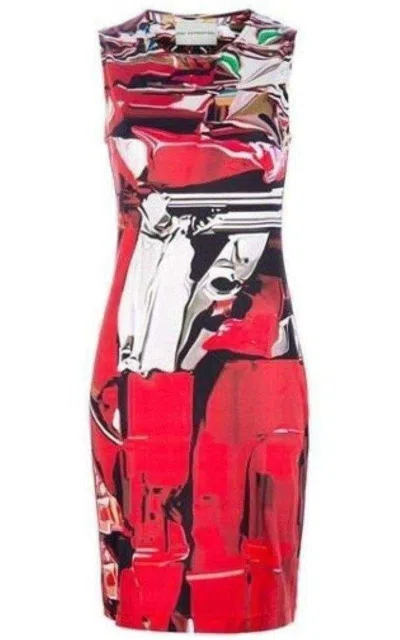 Pre-owned Mary Katrantzou Sleeveless Print Silk Dress S In Red
