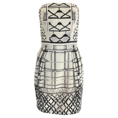 Pre-owned Mary Katrantzou Starbright Bustier Jacquard Dress Uk 12 / Us 8 In Gray