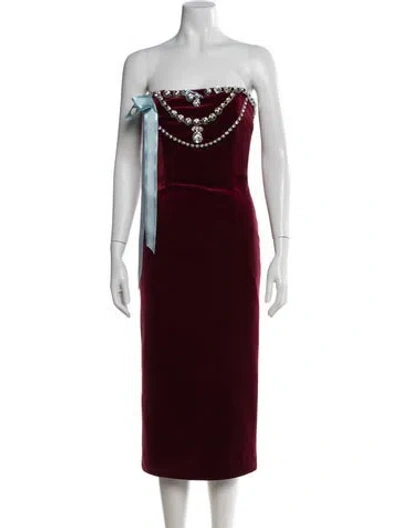 Pre-owned Mary Katrantzou Strapless Midi Length Dress In Red