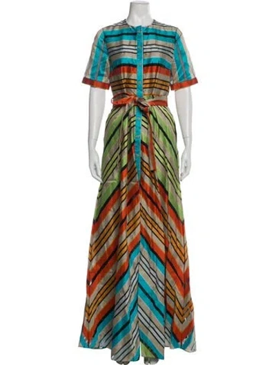 Pre-owned Mary Katrantzou Striped Long Dress In Neutral