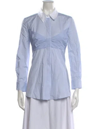 Pre-owned Mary Katrantzou Striped Long Sleeve Blouse In Blue