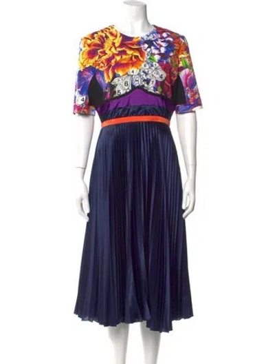 Pre-owned Mary Katrantzou Striped Midi Length Dress W/ Tags In Blue