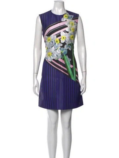 Pre-owned Mary Katrantzou Striped Mini Dress In Black/purple