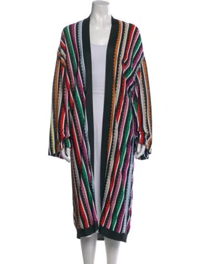 Pre-owned Mary Katrantzou Striped Open Front Sweater In Black
