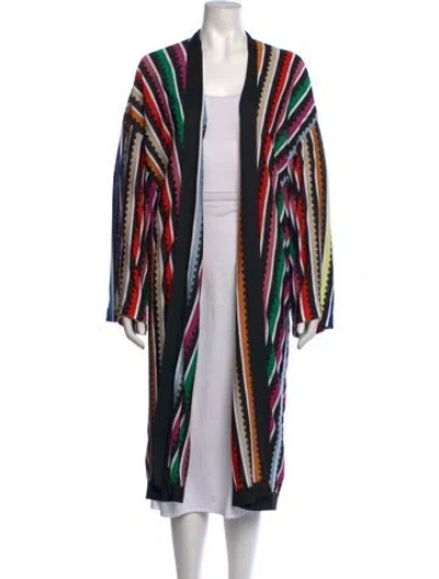 Pre-owned Mary Katrantzou Striped Open Front Sweater In Black