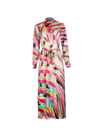 Mary Katrantzou Torino Geometric-print Belted Maxi Dress In Multi