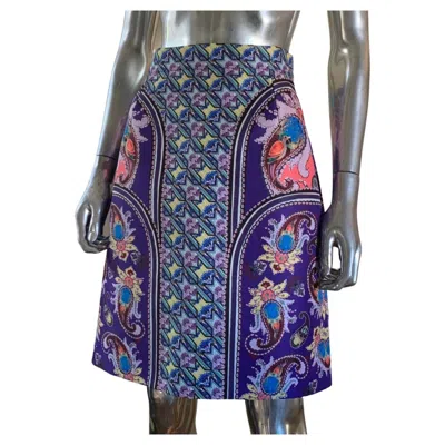 Pre-owned Mary Katrantzou Uk Computer Generated Modern Floral Collection Skirt Size 8 In Purple