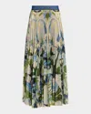 Mary Katrantzou Uni Metallic Pleated Midi Skirt