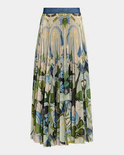 Mary Katrantzou Uni Metallic Pleated Midi Skirt
