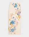 Mary Katrantzou Womens Vargas Floral Stretch-woven Midi Skirt Farinifera In Neutral