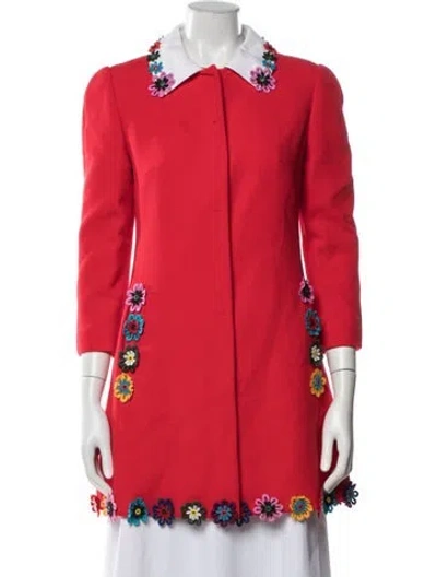 Pre-owned Mary Katrantzou Virgin Wool Floral Print Jacket In Red
