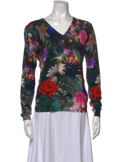 Pre-owned Mary Katrantzou Virgin Wool Floral Print Sweater In Multicolor