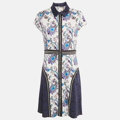 Mary Katrantzou White/blue Printed Cotton Short Dress In Multi