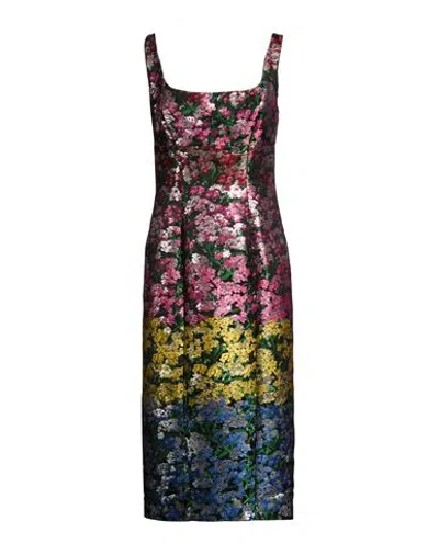 Mary Katrantzou Woman Midi Dress Green Size 8 Polyester, Lurex In Multi
