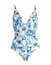 Mary Katrantzou Woman One-piece Swimsuit Turquoise Size L Polyester, Elastane In Blue