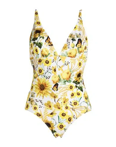 Mary Katrantzou Woman One-piece Swimsuit Yellow Size Xl Polyester, Elastane