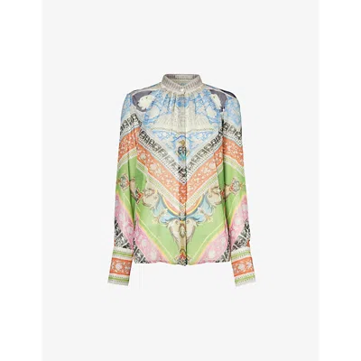 Mary Katrantzou Womens Multi Cornicing Lana Floral-print Woven Blouse