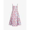Mary Katrantzou Womens Ceramica Jq Beaux Flared Woven Midi Dress
