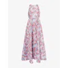 Mary Katrantzou Womens Ceramica Jq Shaw Sleeveless Woven Maxi Dress