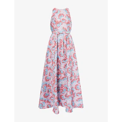 Mary Katrantzou Womens Ceramica Jq Shaw Sleeveless Woven Maxi Dress