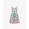 Mary Katrantzou Womens Ceramica Quartz Freya Shoulder-straps Stretch-woven Mini Dress