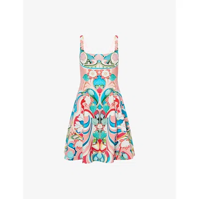 Mary Katrantzou Womens Ceramica Quartz Freya Shoulder-straps Stretch-woven Mini Dress