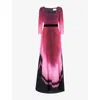 Mary Katrantzou Womens Fuchsia Feath Allegra Square-neck Stretch-crepe Maxi Dress In Pink