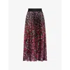 Mary Katrantzou Womens Fuchsia Feath Uni Pleated Satin Midi Skirt In Multi