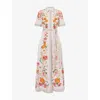 Mary Katrantzou Como Belted Floral-print Cotton-poplin Midi Shirt Dress