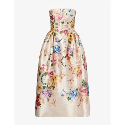 Mary Katrantzou Womens Emile Floral-print Woven Maxi Dress Farinifera In Brown