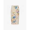 Mary Katrantzou Womens Vargas Floral Stretch-woven Midi Skirt Farinifera In Neutral