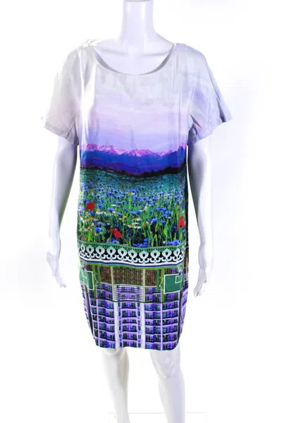 Mary Katrantzou Womens Silk Abstract Print Shirt Dress Multi Colored