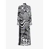Mary Katrantzou Womens Vitreous Zebra Alexis Zebra-print Satin Midi Dress In Animal Print