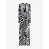 Mary Katrantzou Womens Carrington Long-sleeve Velvet Kaftan Maxi Dress Vitreous Zebra In Black