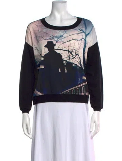 Pre-owned Mary Katrantzou Wool Graphic Print Sweatshirt In Black