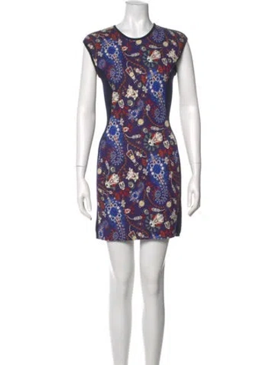 Pre-owned Mary Katrantzou Wool Mini Dress In Black