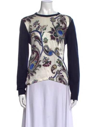 Pre-owned Mary Katrantzou Wool Paisley Print Sweater In Blue