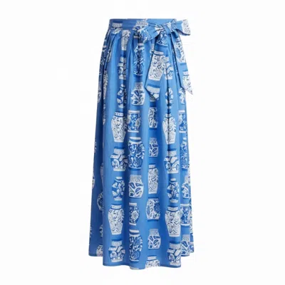 Mary Marshmallow Women's Blue / White Long Wrap Skirt - Ginger Jar - Blue