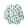 Mary Marshmallow Women's Blue / White Ruffle Tie Top - Bunch Of Daisies - Periwinkle