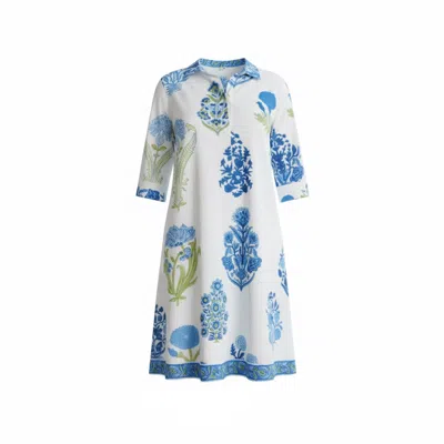 Mary Marshmallow Women's Delray Dress - Block Print Floral - Blue
