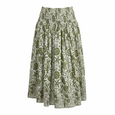 Mary Marshmallow Women's Green Long Everyday Skirt - Sealife - Olive