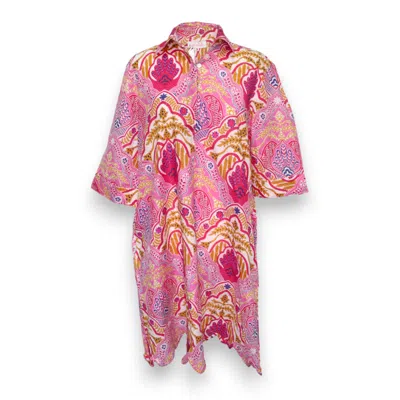 Mary Marshmallow Women's Pink / Purple Delray Dress Scalloped - Boho Medallion - Pink