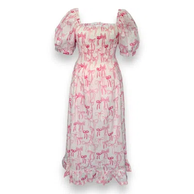 Mary Marshmallow Women's Pink / Purple Poppy Dress Long - Bows - Pink