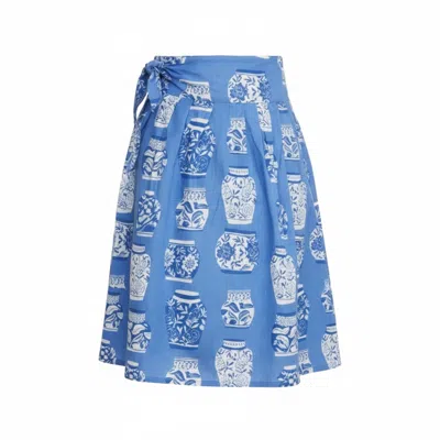 Mary Marshmallow Women's Short Wrap Skirt - Ginger Jars - Blue