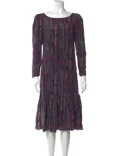 Pre-owned Mary Mcfadden 1980's Midi Length Dress In Purple