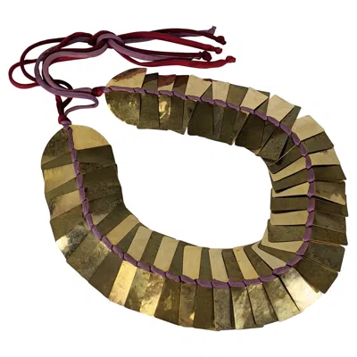 Pre-owned Mary Mcfadden Art To Wear Hammered Brass Body Ornament, Attrib  In Multi