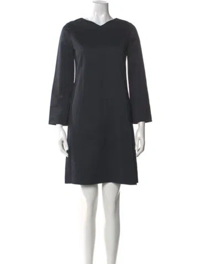 Pre-owned Mary Mcfadden Bateau Neckline Mini Dress In Black