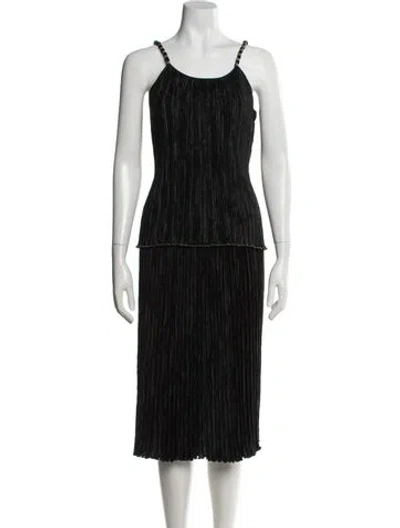 Pre-owned Mary Mcfadden Braided Accents Skirt Set In Black