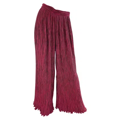 Pre-owned Mary Mcfadden Couture 1990s Burgundy Size 4 Pleated Wide Leg Palazzo 90s Pants In Red